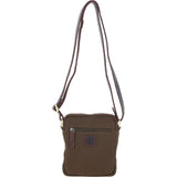 Fenland Canvas & Leather Crossbody Bag Brandy/green: FEN-751