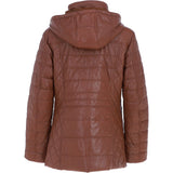 Women’s Genuine Leather Quilted Hooded Jacket by Ashwood Leather in Tan: Walbusch