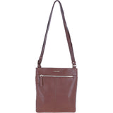 Exquisite Genuine Leather Crossbody Flat Bag with Golden Accents 2 Tone Tan: 64255