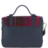 Ashwood Leather & Harris Tweed® Cloth Mini Satchel Bag with Twist Lock Navy/Pink: TW-32-06-NP