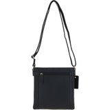 Two Section Zip Top Leather Crossbody Bag Black: K-45
