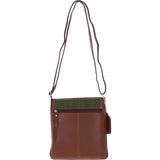 Ashwood Leather & Tweed Twist Lock Crossbody Bag Tan/Green Check: TW-31-010-TGNH