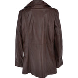 Womens Single Breasted Leather Coat Mid Brown/app: ESMARALDA