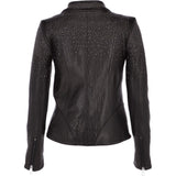 Ladies Vegetable Tanned Leather Studded Biker Jacket Black: ZB 255