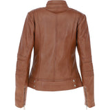Leather Biker Jacket Tan: N-12