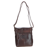 Elegant Leather Messenger Bag with Adjustable Strap Brown: TL-003