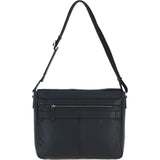Gabicci Leather Messenger Bag with Crossbody Strap Black: GB-64957