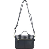 Ashwood Leather & Harris Tweed® Cloth Small Satchel Bag with Twist Lock Black/White: TW-33-012-BW