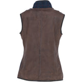 Ashwood Women's Country Tweed Check Waistcoat with Leather Trim Brown/Navy: TW-702-11-BN