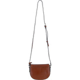 Real Leather Saddle Crossbody Bag Tan: 63753