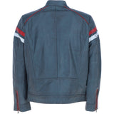 Ashwood Men's Leather Biker Jacket with Red Stripe Grey: AWM-BOXER