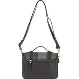 Ashwood Leather & Harris Tweed® Cloth Medium Satchel Bag with Twist Lock Brown/Mcload: TW-34-01-BM