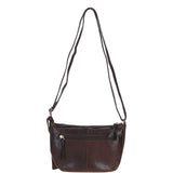 Leather Compact Crossbody Bag Brown: Naomi