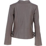 Leather Biker Jacket Taupe: N-31