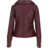 Ladies Veg Tanned Leather Biker Jacket Burgandy: AWL-80