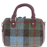 Ashwood Leather & Harris Tweed® Cloth Small Barrel Bag Wine/Mcload: TW-61-17-WM