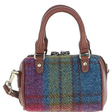 Ashwood Leather & Harris Tweed® Cloth X-Small Barrel Bag Tan/Purple: TW-60-13-TP