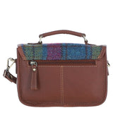 Ashwood Leather & Harris Tweed® Cloth Small Satchel Bag Tan/Purple: TW-67-13-TP