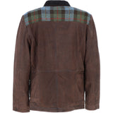 Ashwood Leather x Harris Tweed Men's Buff Lamb Leather Jacket with Corduroy Collar Brown/Mcload: TW-903-01-BM