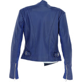 Ladies Waterfall Front Leather Jacket Ink Blue: licra