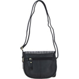 Ashwood Leather & Harris Tweed® Cloth Saddle Bag Black/White: TW-26-012-BW