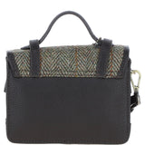 Ashwood Leather & Harris Tweed® Cloth Mini Satchel Bag with Twist Lock Brown/Green: TW-32-09-BG