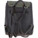 Ashwood Leather & Harris Tweed® Cloth Compact Backpack Brown/Green: TW-65-09-BG