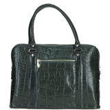 Large Leather Handbag Green/croc: Gina