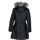 Stylish Ashwood Leather Ladies Three Quarter Jacket Black Fur: Emilia