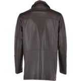 Mens Leather Coat With Detachable Collar Brown : Carl