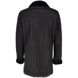 Luxury 4 Button Single Breasted Mink Collar and Sheepskin Coat Black: KE-224 MINK