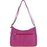 Leather Shoulder Bag with Zip & Magnetic Pocket Berry: Meath
