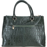 Three Sections Veggie Tanned Leather Bag Green/croc: DM3