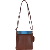 Ashwood Leather & Harris Tweed® Cloth Twist Lock Crossbody Bag Tan/LT Blue: TW-31-05-TB