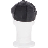 Men's Small Fitting 8 Panel Leather Flat Cap Black: CAP 00