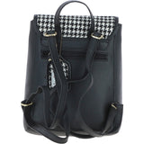 Ashwood Leather & Harris Tweed® Cloth Compact Backpack Black/White: TW-65-12-BW