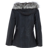 Ashwood Leather Hooded Jacket with Fur Trim Black: J-1948 F