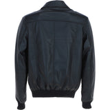 Men's Real Leather Bomber Jacket with Brando Collar Black: AWM-Pointer