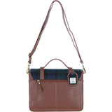 Ashwood Leather & Harris Tweed® Cloth Large Satchel Bag with Twist Lock Tan/Watch: TW-35-04-TW