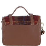 Ashwood Leather & Harris Tweed® Cloth Mini Satchel Bag with Twist Lock Tan/Red: TW-32-08-TR