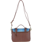 Ashwood Leather & Harris Tweed® Cloth Medium Satchel Bag with Twist Lock Tan/LT Blue: TW-34-05-TB