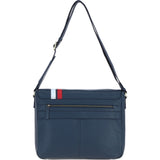 Gabicci Leather Messenger Bag with Striped Detail Navy: GB-64951