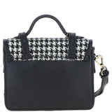 Ashwood Leather & Harris Tweed® Cloth Mini Satchel Bag with Twist Lock Black/White: TW-32-12-BW