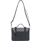 Ashwood Leather & Harris Tweed® Cloth Medium Satchel Bag with Twist Lock Black/White: TW-34-012-BW