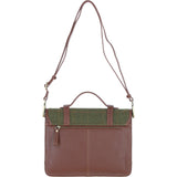 Ashwood Leather & Tweed Large Satchel Bag with Twist Lock Tan/Green Check: TW-35-10-TGNH
