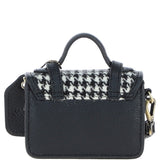 Ashwood Leather & Harris Tweed® Cloth Micro Satchel Bag with Twist Lock Black/White:TW-36-12-BW