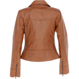 Ladies Ashwood Leather Biker Jacket Tan: AWL-1991