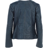 Womens Collarless Leather Jacket Navy/nap: AWL-280