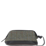 Ashwood Leather & Harris Tweed® Cloth Unisex Washbag Brown/Green: TW-40-09-BG
