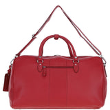 Real Leather Sports Holdall Bag with Shoulder Strap Red: PP-01-7